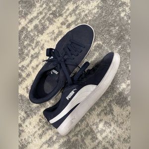 PUMA Faux Suede Navy Sneakers